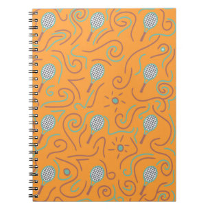 Cuaderno Vibrante patrón de tenis Naranja