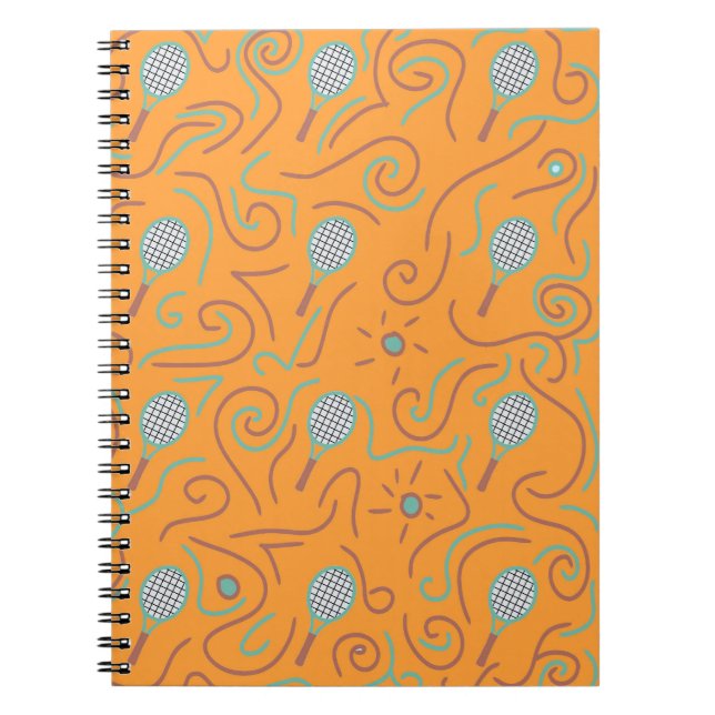 Cuaderno Vibrante patrón de tenis Naranja (Frente)
