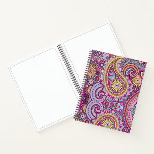 Cuaderno Vibrante patrón floral de paissley boho Arte col