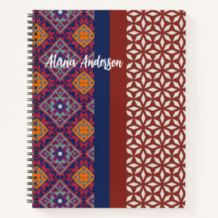 Cuaderno Vibrante patrón geométrico azteca