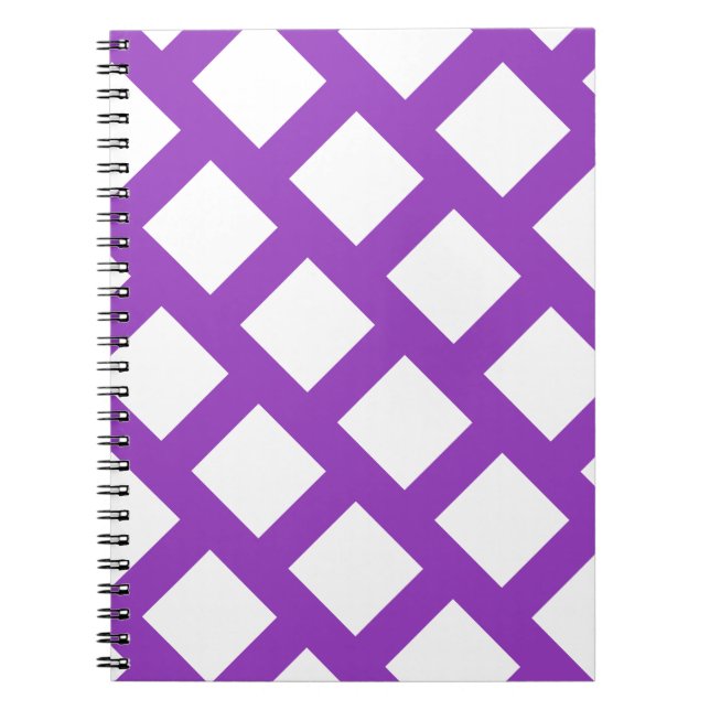 Cuaderno Vibrante patrón moderno de Lilac profundo y rhombu (Frente)