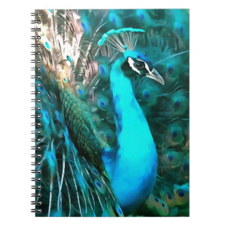 Cuaderno Vibrante Pavo Real Azul Con Cola Avalada