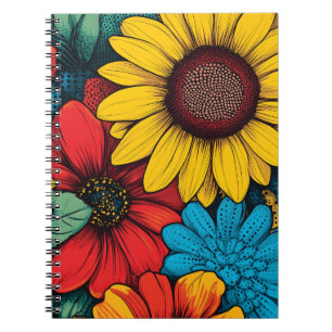Cuaderno Vibrante Pop Art Floral Design con girasoles