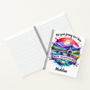 Cuaderno Vibrante puente cubierto en New Hampshire al atard