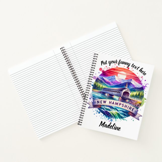 Cuaderno Vibrante puente cubierto en New Hampshire al atard (Interior)