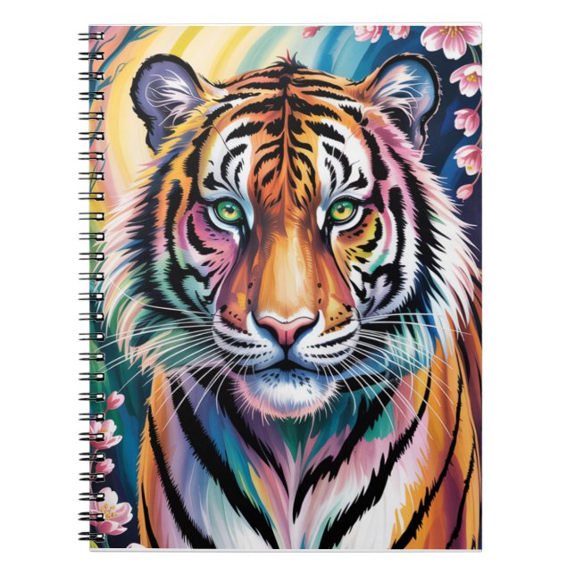 Cuaderno Vibrante retrato del tigre de fantasía | Exótico (Frente)