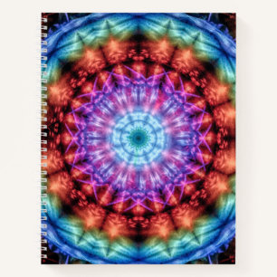 Cuaderno Vibrante Tie Dye Kaleidoscope Arcoiris Mandala