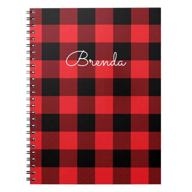 Cuaderno Vichy Rojo y Negro Moderno de Búfalo (Frente)