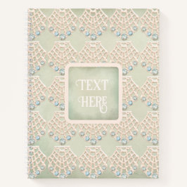 Cuaderno Victoria del diamante de imitación verde azulado d