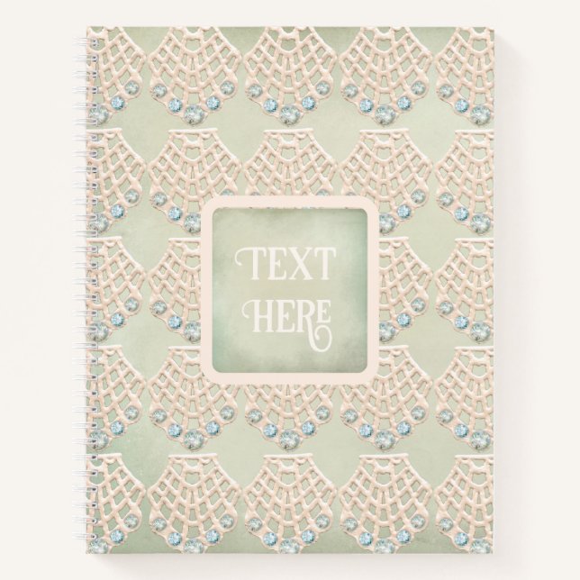Cuaderno Victoria del diamante de imitación verde azulado d (Anverso)