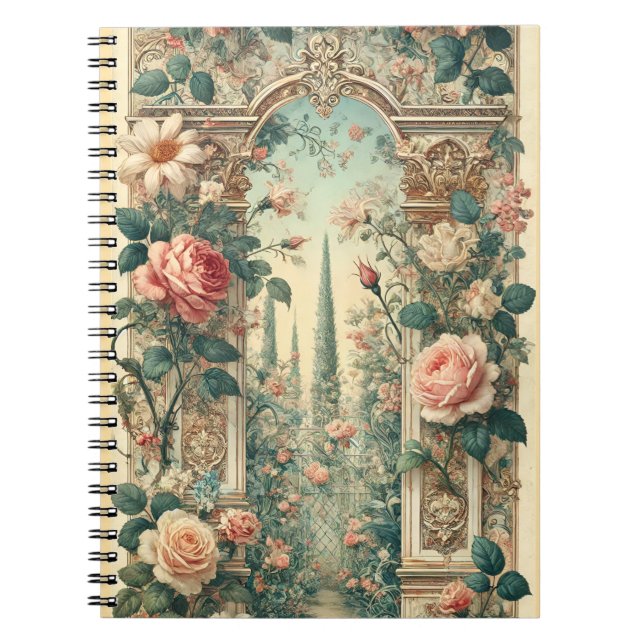 Cuaderno Victorian Rose Garden Archway Romantic Floral Path (Frente)