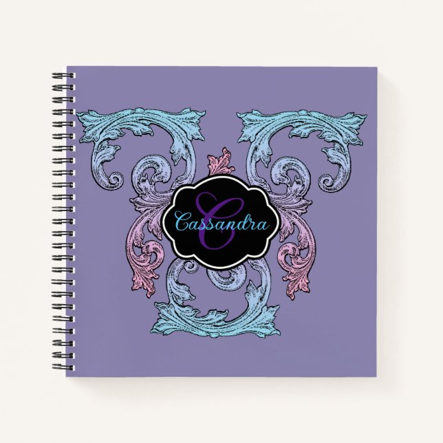 Cuaderno Victoriano elegante, ornado y personalizado (Anverso)