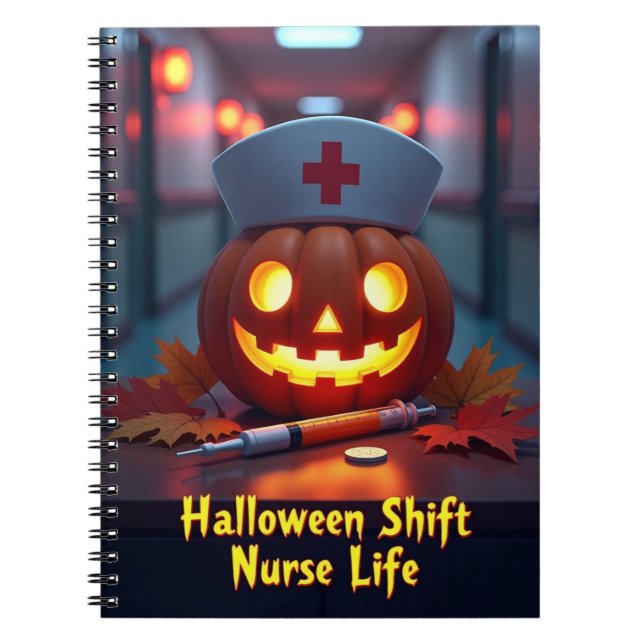 Cuaderno Vida de la enfermera de turno de Halloween (Frente)