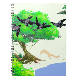 Cuaderno Vida de los bosques primaverales con aves y ardill