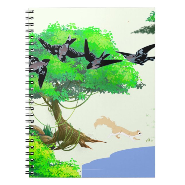 Cuaderno Vida de los bosques primaverales con aves y ardill (Frente)