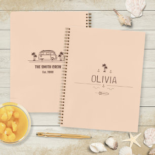 Cuaderno Vida en Furgoneta Vintage Atardecer Resplandor Via
