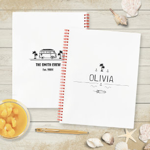 Cuaderno Vida en Furgoneta Vintage Negro y Blanco Viaje en