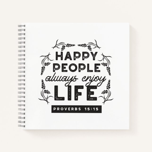 Cuaderno Vida Feliz con Fe – Proverbios 15:15 Arte (Anverso)