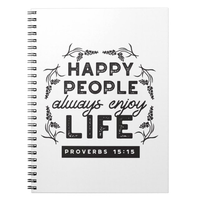 Cuaderno Vida Feliz con Fe – Proverbios 15:15 Arte (Frente)