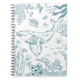 Cuaderno Vida marina dibujada a mano