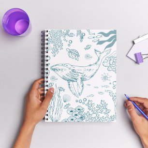 Cuaderno Vida Marina Dibujada a Mano