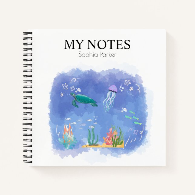 Cuaderno Vida marina personalizada (Anverso)