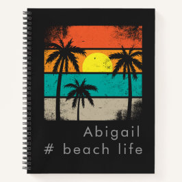 Cuaderno Vida Retro de Playa, Silueta Negra