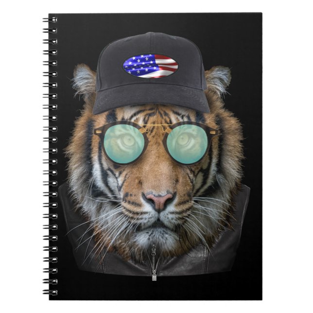 Cuaderno Vida salvaje divertida vestida Divertido tigre de  (Frente)