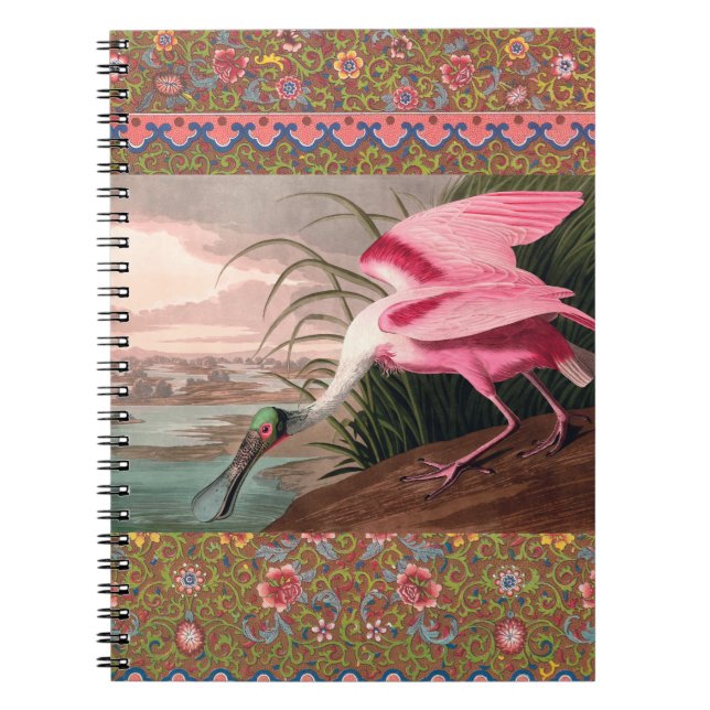 Cuaderno Vida silvestre de los pájaros roseados Spoonbill A (Frente)