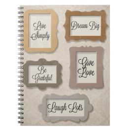 Cuaderno vida simple, sueño grande, estar agradecido, vivir