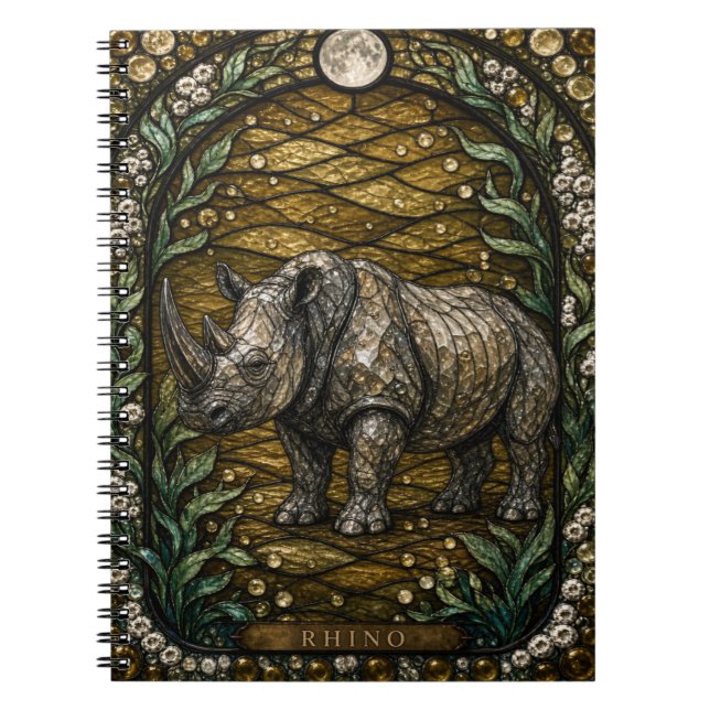 Cuaderno Vidriera iluminada de bebedero de rinoceronte (Frente)