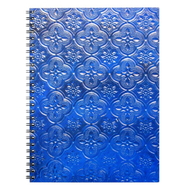 Cuaderno Vidrio azul con patrón, vidrio, abstracto, (Frente)