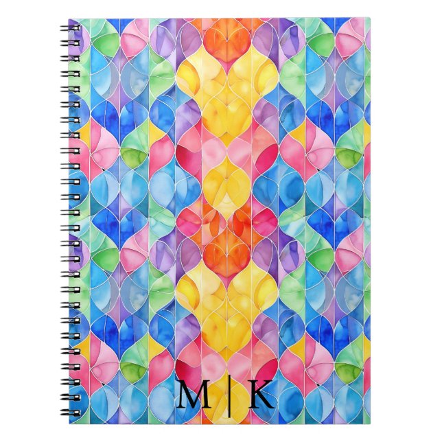 Cuaderno Vidrio con manchas de arco iris acuático (Frente)