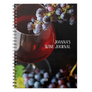 Cuaderno Vidrio con uvas/Diario de vino personalizado