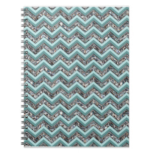 Cuaderno Vidrio de corte oscuro y zigzag Verde azulado
