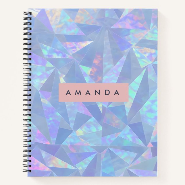 Cuaderno Vidrio iridiscente holográfico personalizado (Anverso)