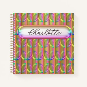 Cuaderno Vidrio iridiscente personalizado con nombre modern