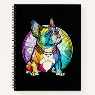 Cuaderno Vidrio manchado de retrato animal de perro de Bull