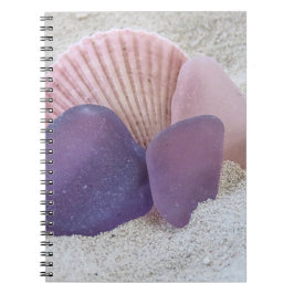 Cuaderno Vidrio rosa y violeta en el mar - portátil