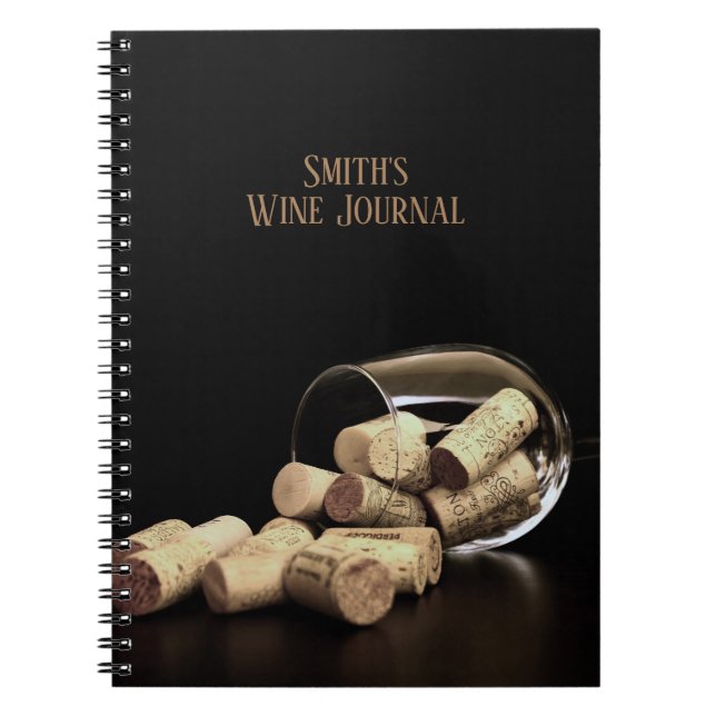 Cuaderno Vidrio y corcho/Diario de vinos personalizados (Frente)