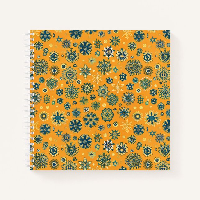Cuaderno Viejas copas de nieve en amarillo (Anverso)