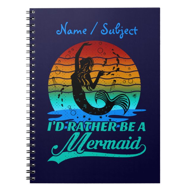 Cuaderno Viejo Atardecer Retro Más Bien Ser Una Sirena (Frente)