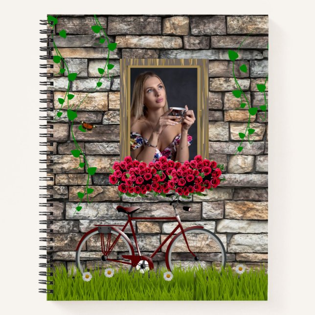 Cuaderno Viejo cuento de hadas Rosas de bicicletas marco fo (Anverso)