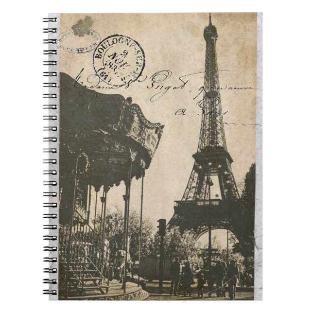 cuaderno viejo de la postal de París (Frente)