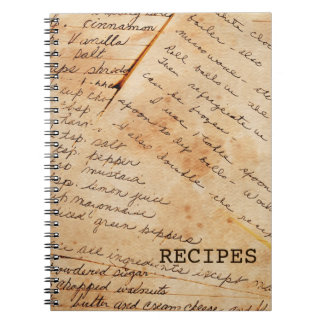 Cuaderno viejo de las recetas de la familia