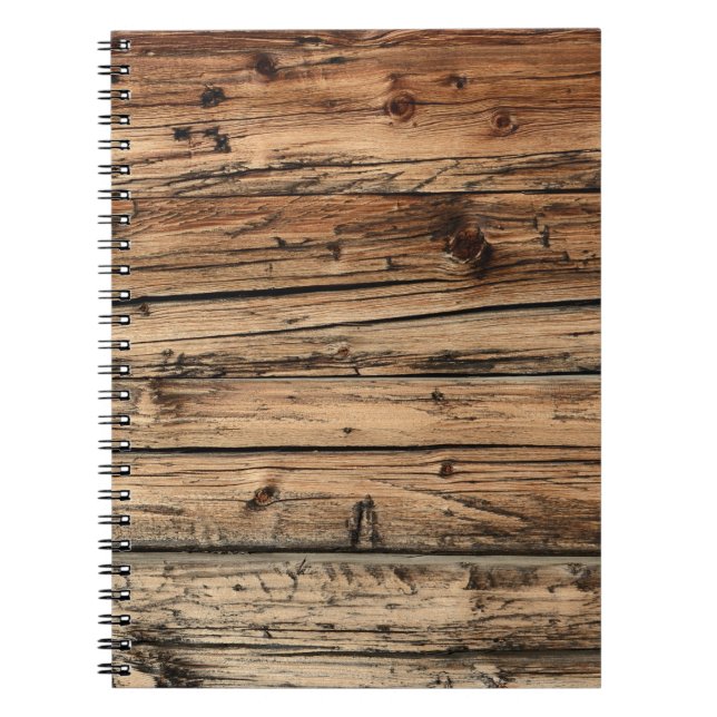 Cuaderno viejo del fondo de la textura de madera (Frente)