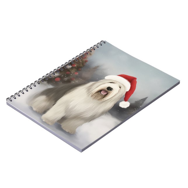Cuaderno Viejo pastor inglés en Navidades de nieve (Lado Izquierdo)