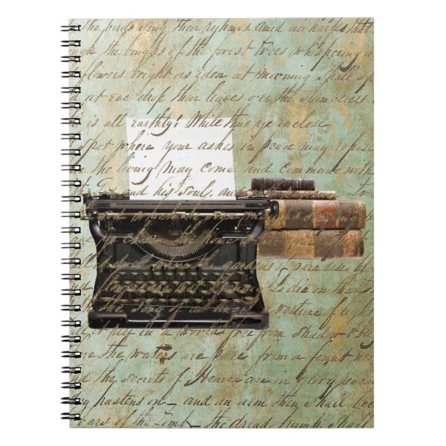 Cuaderno Viejo poema de escritora de máquina de arte antigu (Frente)