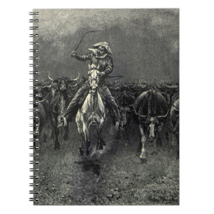 Cuaderno Viejos Vaqueros, Una Estampida de Frederic Remingt