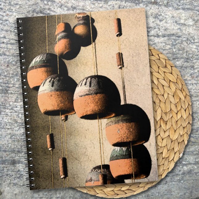 Cuaderno Viento Rústico Del Suroeste De Casita Sigue Siendo (This rustic wind chime edited photo serves as the cover for this 6.5" x 8.75" notebook. )